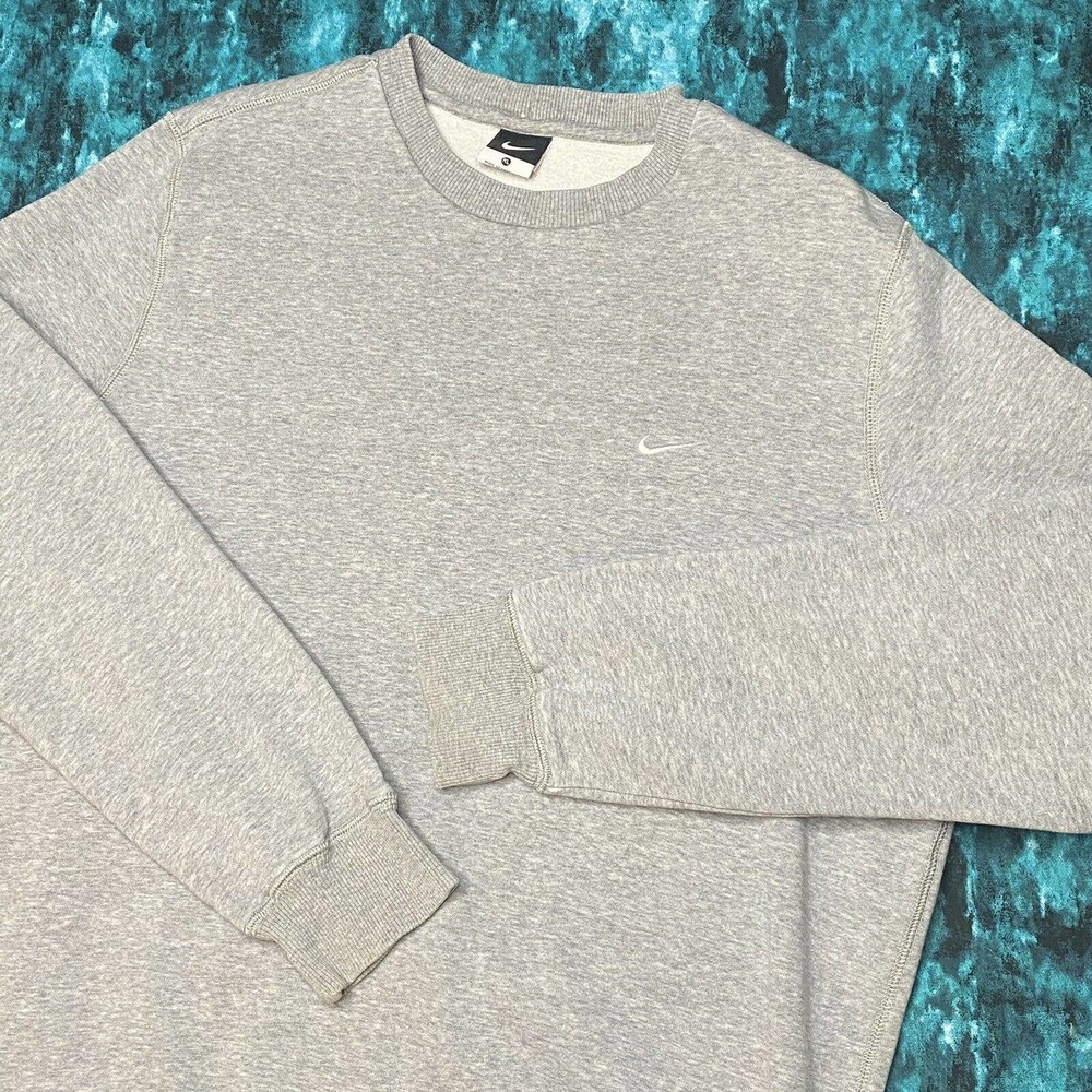 Nike Mini Swoosh Sweatshirt XL Heather Gray Crew - Picture 1 of 10